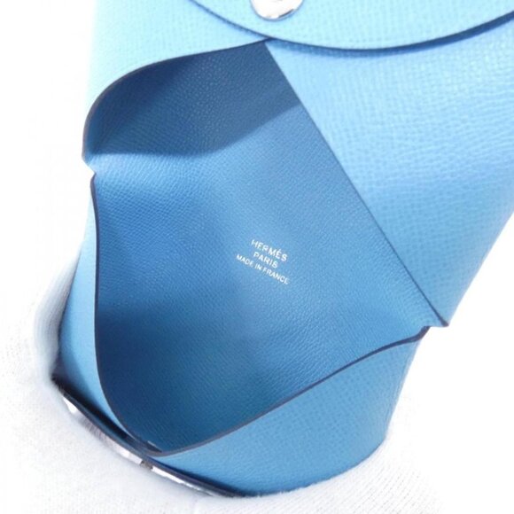 Hermes Calvi Card Case Blue Du Nord
